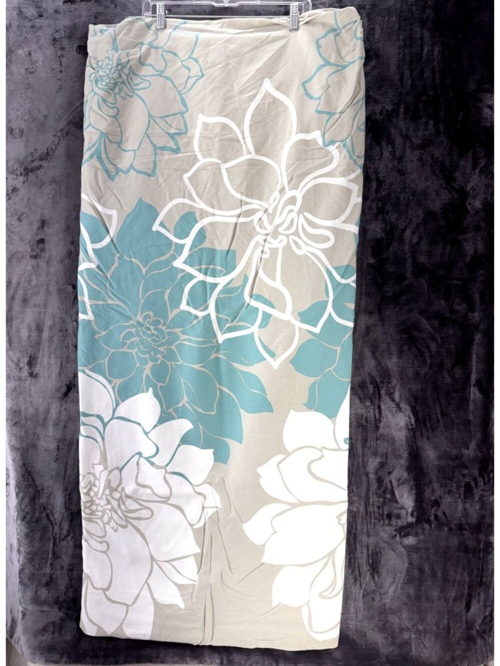 Madison Park Full Queen Duvet Cover 89X100 Taupe Aqua Floral 100% Cotton